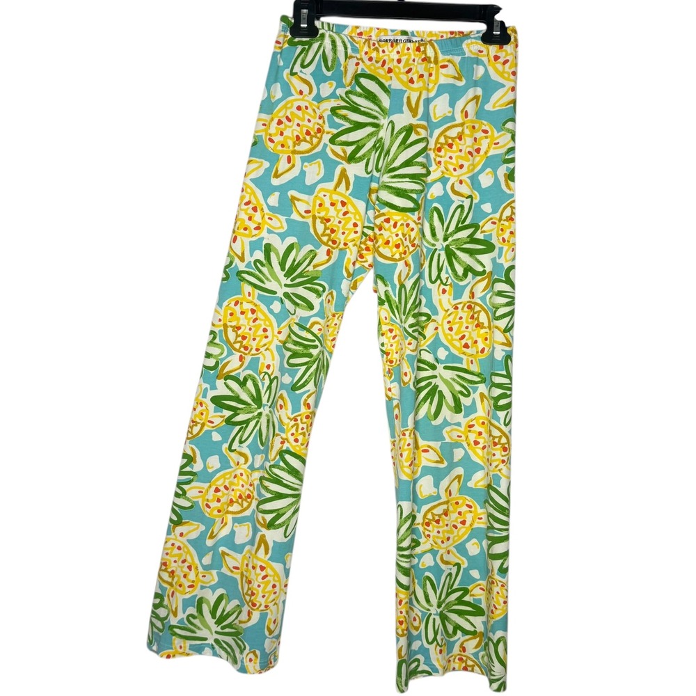 Barbara Gerwit Turtle Palm‎ Tree Print Pull On Pants Size S Colorful Resort Wear